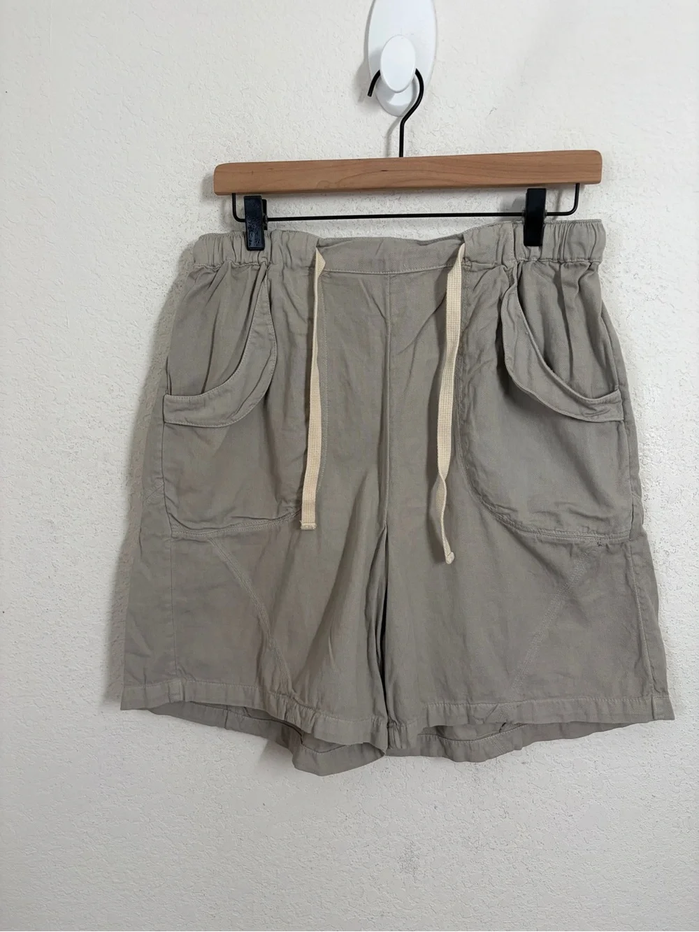 Free People Free- Est Small Gray Cotton Bermuda Shorts Elastic Waist Boho Casual